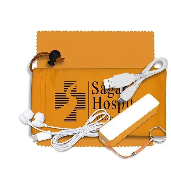 3 1/2" x 7" polyester cinch pouch with 2200mAh Powerbank, MicroUSB... from ASI 62660 Innovation Line