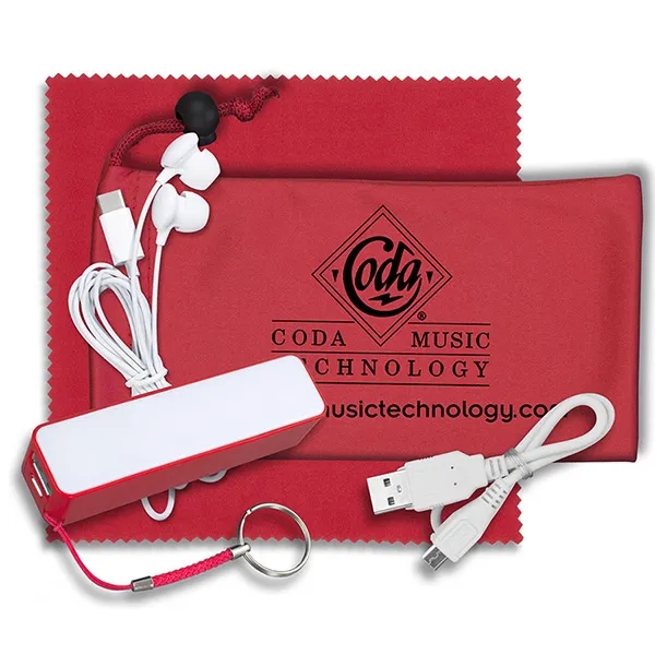 3 1/2" x 7" polyester cinch pouch with 2200mAh Powerbank, MicroUSB... from ASI 62660 Innovation Line