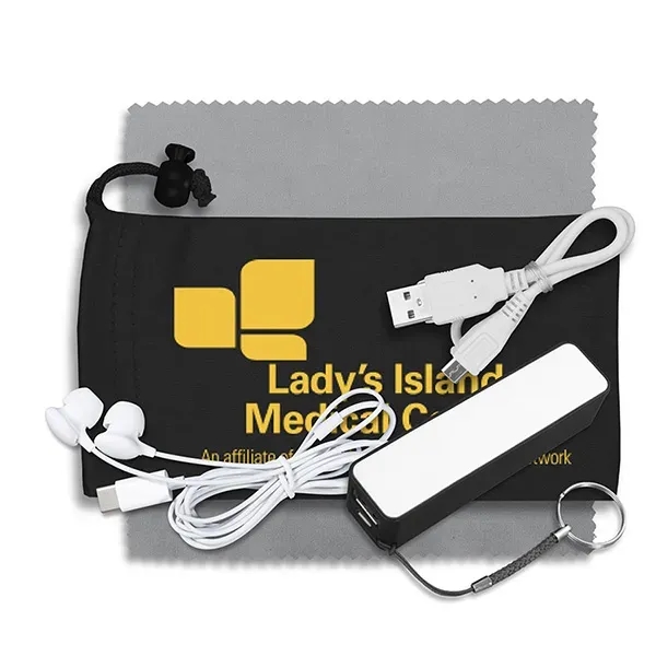 3 1/2" x 7" polyester cinch pouch with 2200mAh Powerbank, MicroUSB... from ASI 62660 Innovation Line