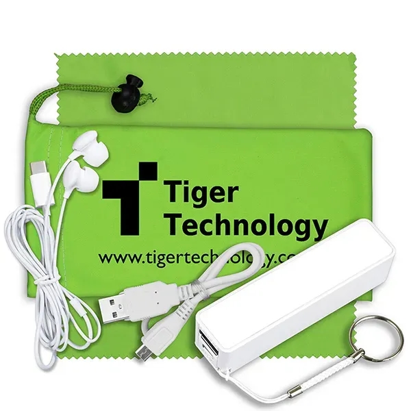 3 1/2" x 7" polyester cinch pouch with 2200mAh Powerbank, MicroUSB... from ASI 62660 Innovation Line