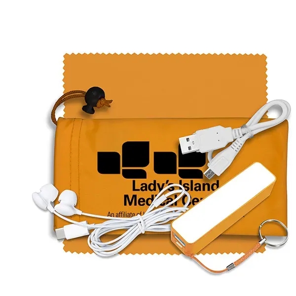 3 1/2" x 7" polyester cinch pouch with 2200mAh Powerbank, MicroUSB... from ASI 62660 Innovation Line