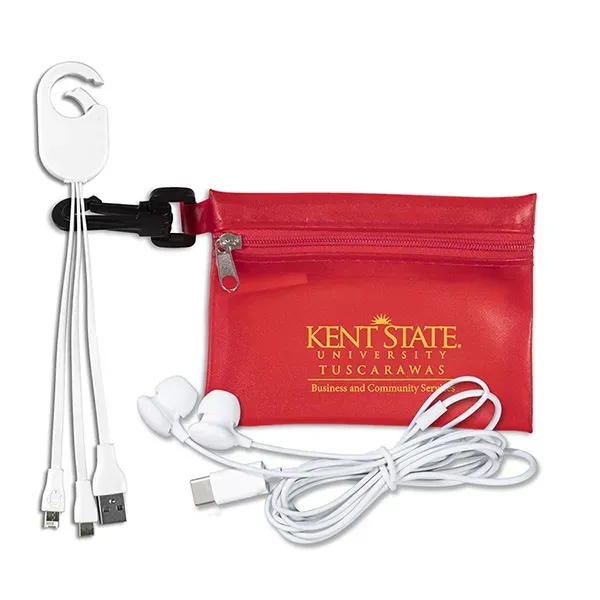 Tech kit with zippered pouch, microfiber cleaning cloth, cell phone holder/stand,... from ASI 62660 Innovation Line