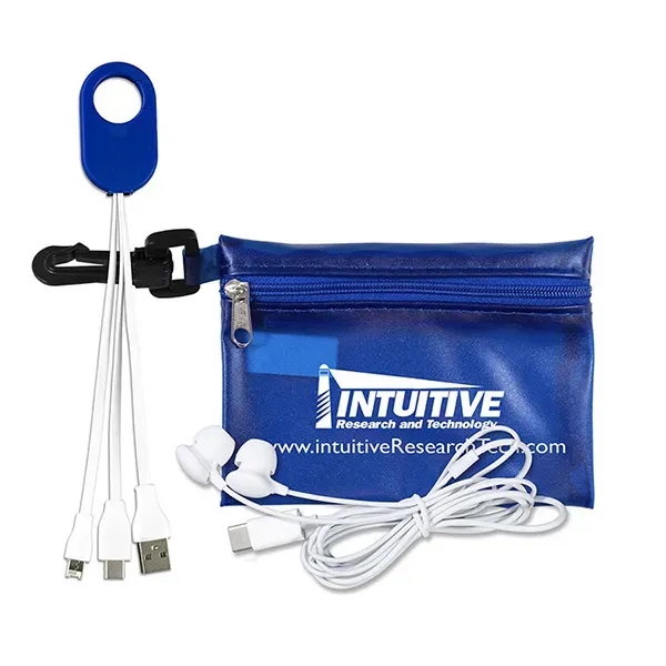 Tech kit with zippered pouch, microfiber cleaning cloth, cell phone holder/stand,... from ASI 62660 Innovation Line