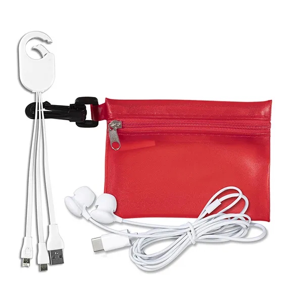 Tech kit with zippered pouch, microfiber cleaning cloth, cell phone holder/stand,... from ASI 62660 Innovation Line
