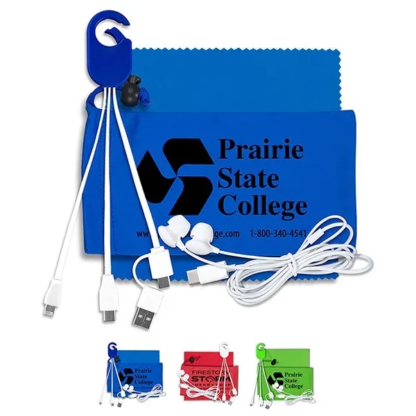 Tech kit with a zippered pouch, microfiber cleaning cloth and 5-in-1... from ASI 62660 Innovation Line