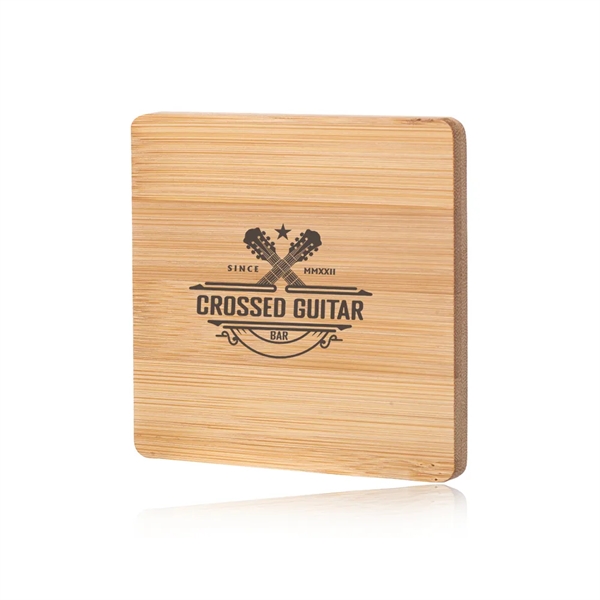 Square bamboo coaster with concealed bottle opener on the bottom.... from ASI 39552 BEL Promo