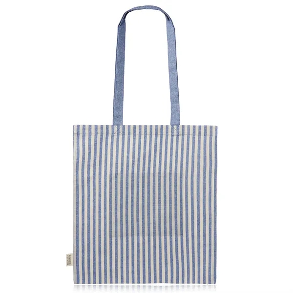 Eco-friendly striped recycled cotton tote bag with large front pocket.... from ASI 39552 BEL Promo