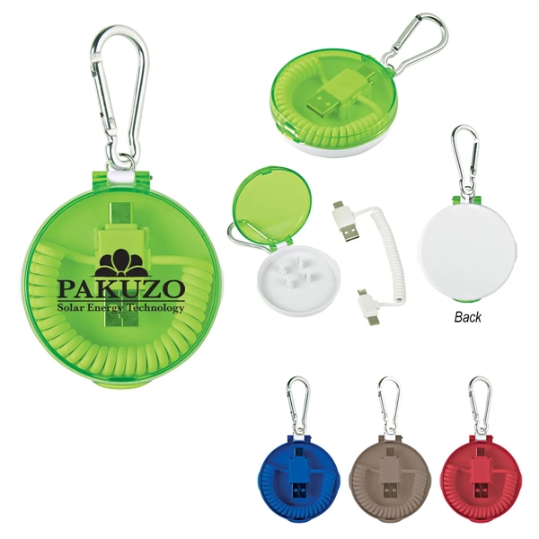 Plastic travel case with carabiner and 4-in-1 charging cables. Compatible w/... from ASI 61125 Hit Promotional Products / Hit®