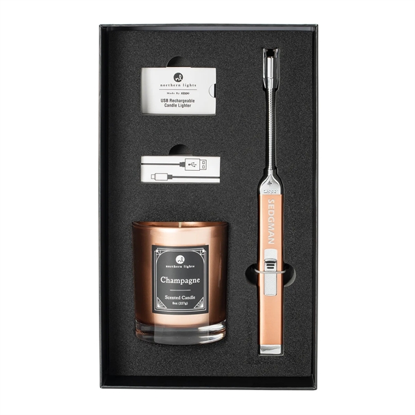Gift set comes with a Rose Gold Zippo Rechargeable Candle Lighter,... from ASI 46170 Compass Industries Inc