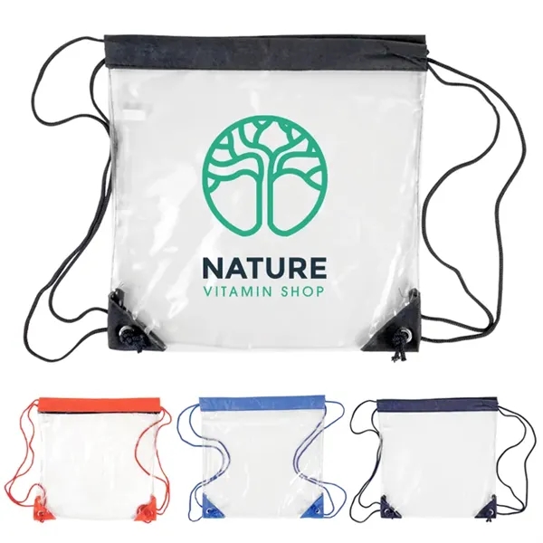 Rialto Clear Drawstring Bag: Stadium compliant, durable PVC, customizable design. Hassle-free... from ASI 67557 LimeLight Ent / Limelight USA