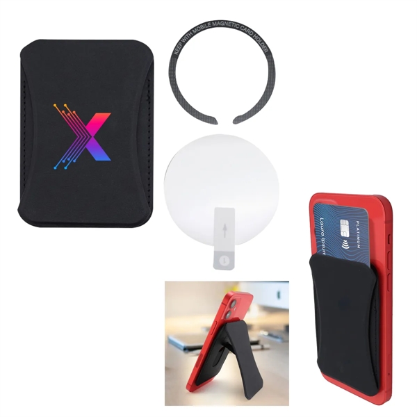 Phone wallet and stand with a magnetic snap closure, 3 card... from ASI 61125 Hit Promotional Products / Hit®
