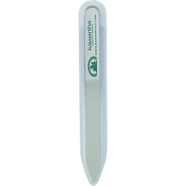 Tempered glass nail file with protective vinyl sleeve and customization.... from ASI 62660 Innovation Line
