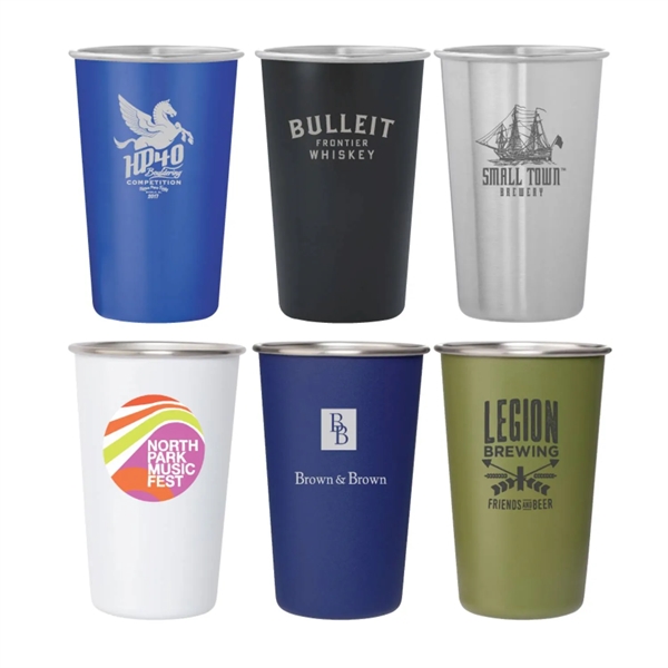 Stainless steel glass, 16 oz.  plus 1 color pad print... from ASI 37218 Athena Promo (tm)