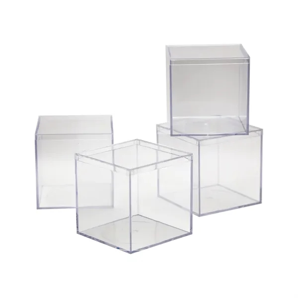 4" x 4" x 4" Clear Rigid Reusable Plastic box. Elevate... from ASI 55990 Garyline