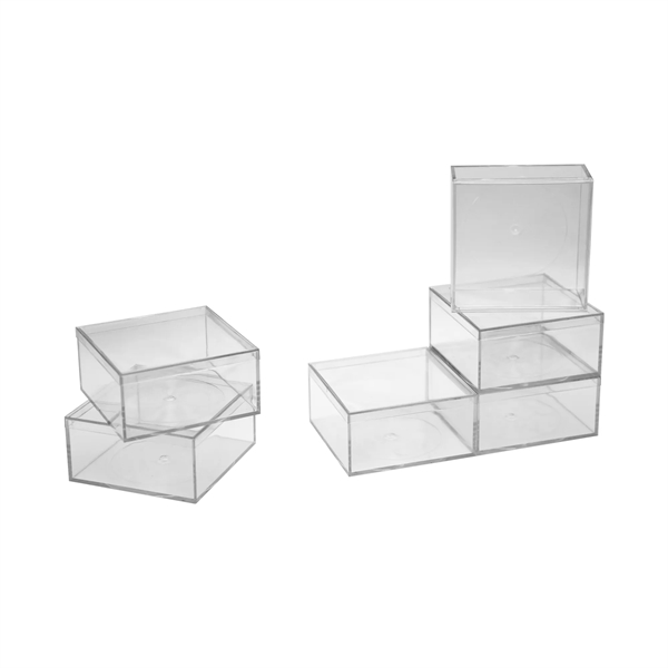 4" x 4" x 2" Clear Rigid Reusable Plastic box. Elevate... from ASI 55990 Garyline