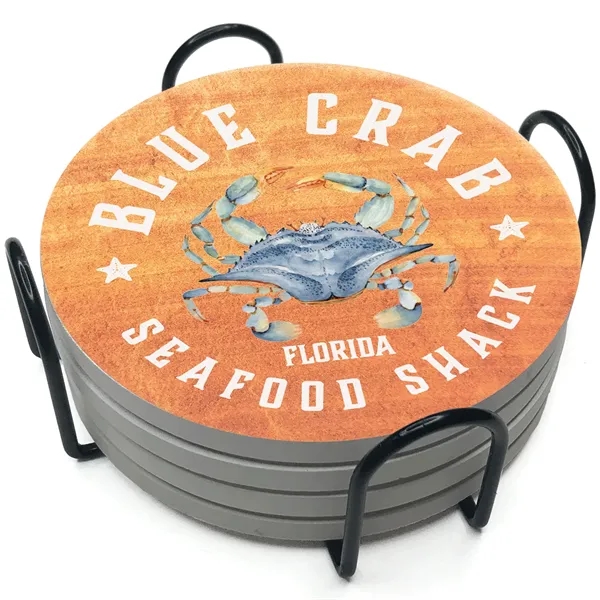 Absorbent Stone Coaster with Backgrounds. Boxed Gift Set of 4.... from ASI 56950 Gill Studios Inc / Gill-Line®