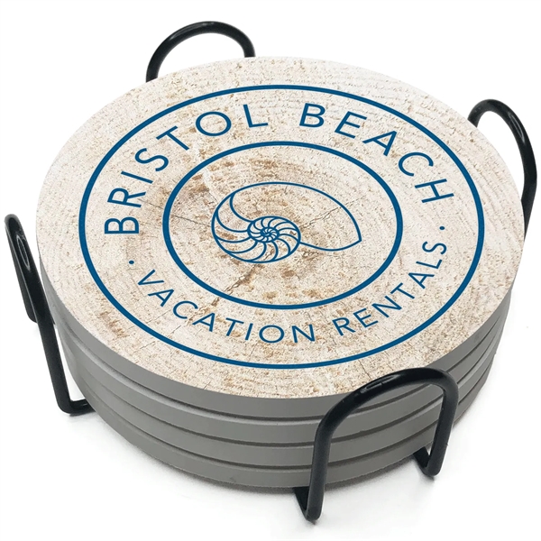 Absorbent Stone Coaster with Backgrounds. Boxed Gift Set of 4.... from ASI 56950 Gill Studios Inc / Gill-Line®