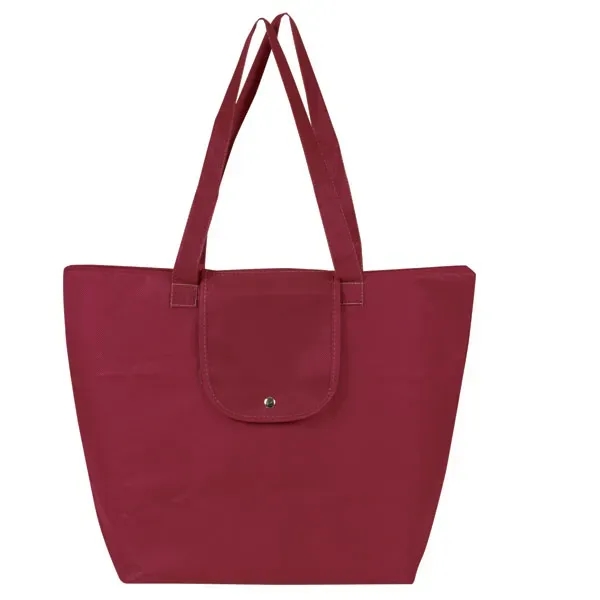 Foldable and recyclable tote bag with self-fabric, shoulder length handles, zippered... from ASI 46420 Continental Mkting Svc Inc / CMBags