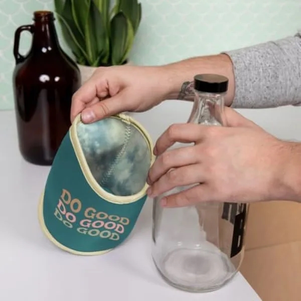 Collapsible insulating sleeve with sewn-in bottom and customizable colored stitching and... from ASI 74710 Numo