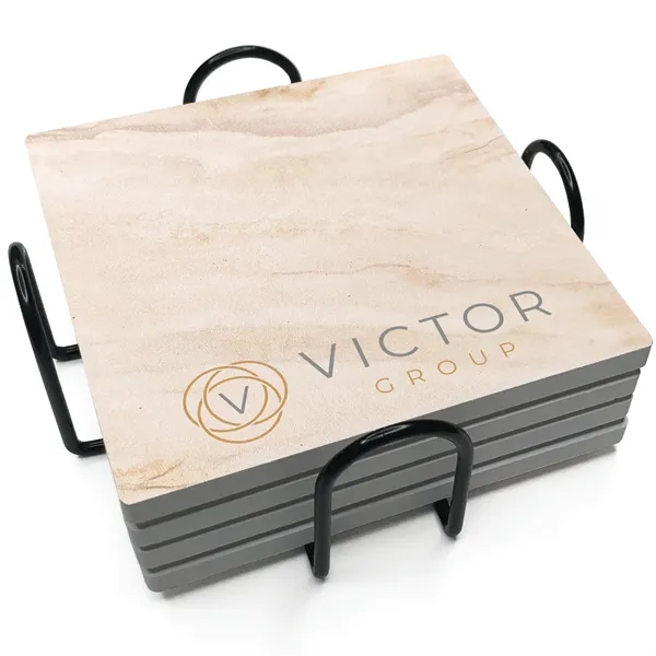 Absorbent Stone Coaster with Backgrounds. 4" x 4".... from ASI 56950 Gill Studios Inc / Gill-Line®