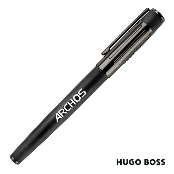 The Hugo Boss® Gear Rib Ballpoint Pen mixes black aluminum with... from ASI 84592 St Regis Group