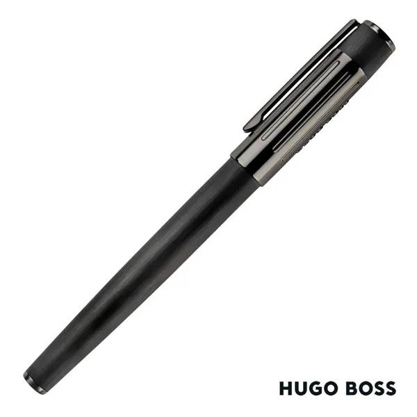 The Hugo Boss® Gear Rib Ballpoint Pen mixes black aluminum with... from ASI 84592 St Regis Group
