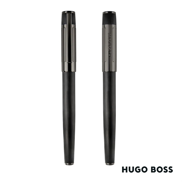 The Hugo Boss® Gear Rib Ballpoint Pen mixes black aluminum with... from ASI 84592 St Regis Group