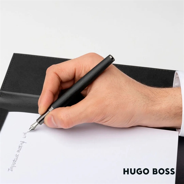 The Hugo Boss® Gear Rib Ballpoint Pen mixes black aluminum with... from ASI 84592 St Regis Group