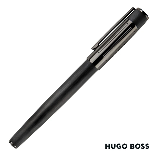 The Hugo Boss® Gear Rib Ballpoint Pen mixes black aluminum with... from ASI 84592 St Regis Group