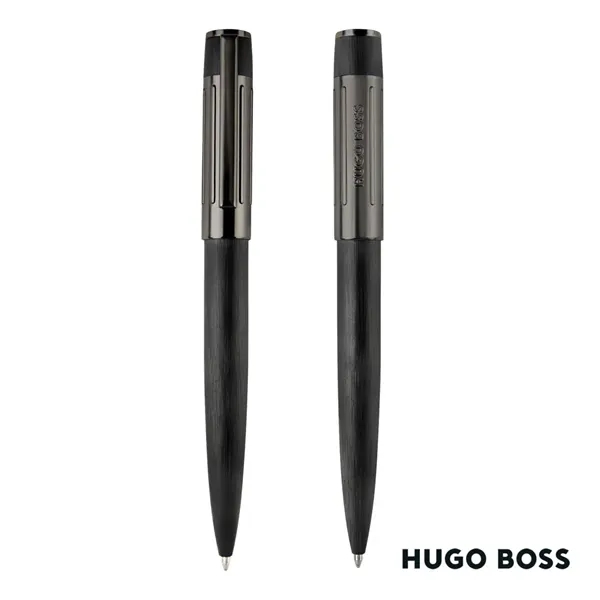 The Hugo Boss® Gear Rib Ballpoint Pen mixes black aluminum with... from ASI 84592 St Regis Group