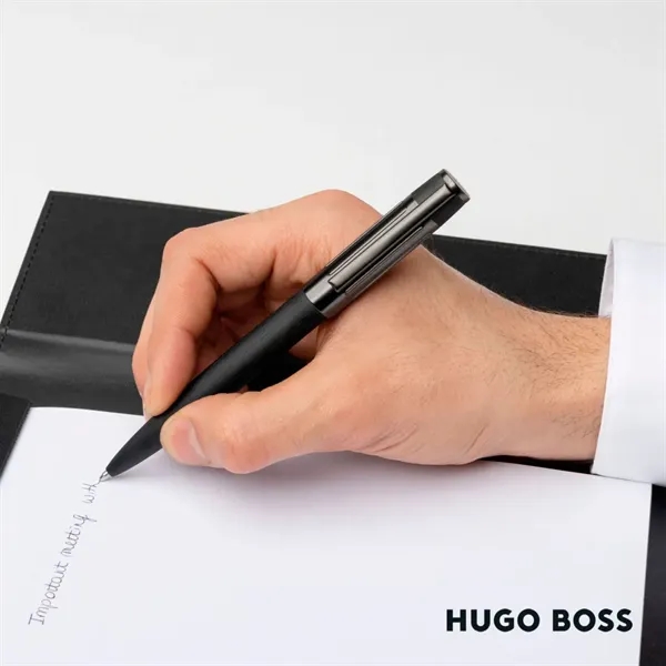 The Hugo Boss® Gear Rib Ballpoint Pen mixes black aluminum with... from ASI 84592 St Regis Group