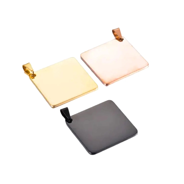 Square stainless steel pet tag plus laser engraving on 1 location... from ASI 37218 Athena Promo (tm)