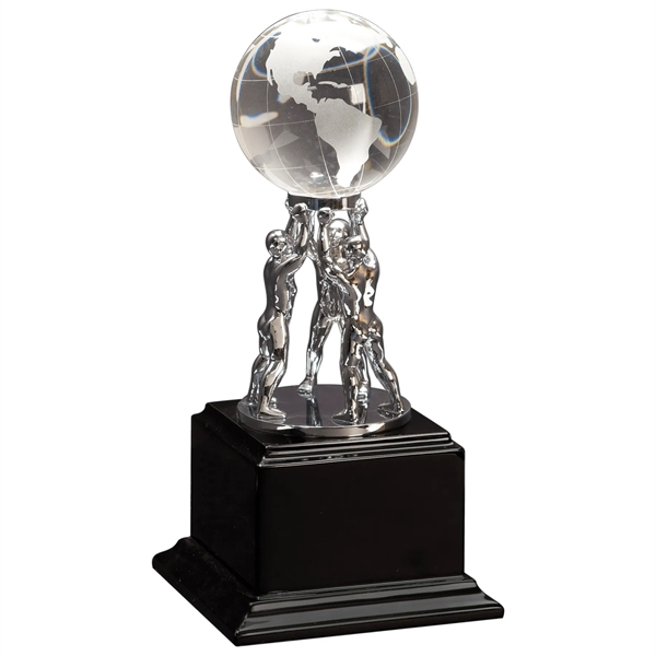 Crystal Globe w/ Men & Piano Finish Base... from ASI 92531 Unique Custom Products / UCP