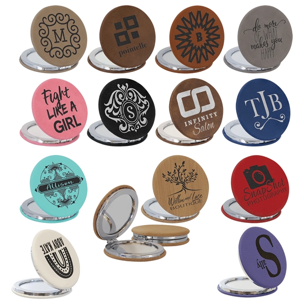 2.5" engraved leatherette mirror.... from ASI 92531 Unique Custom Products / UCP