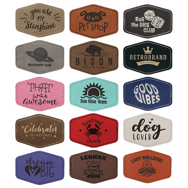 Hex Leatherette Patch with Adhesive... from ASI 92531 Unique Custom Products / UCP