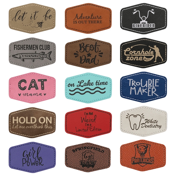 Hex Leatherette Patch with Adhesive... from ASI 92531 Unique Custom Products / UCP