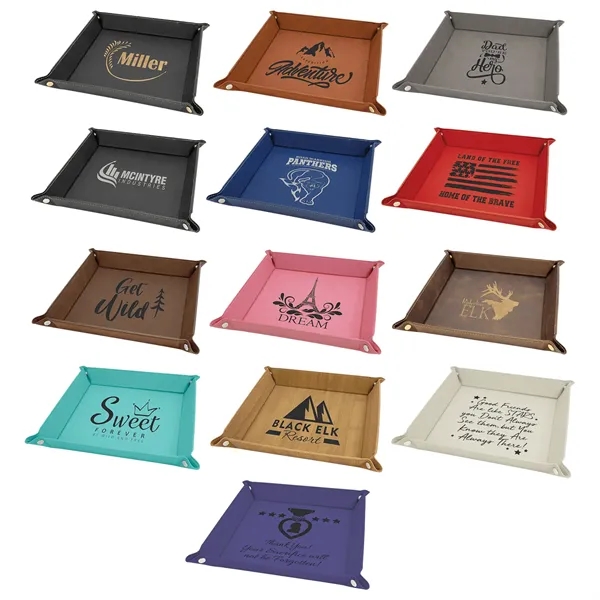 9" x 9" laser engraved premium leatherette snap tray.... from ASI 92531 Unique Custom Products / UCP