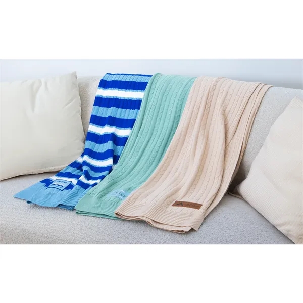 Featuring an elegant, cozy feel and luxury appearance, Cable Knit Blankets... from ASI 45657 Pop! Promos