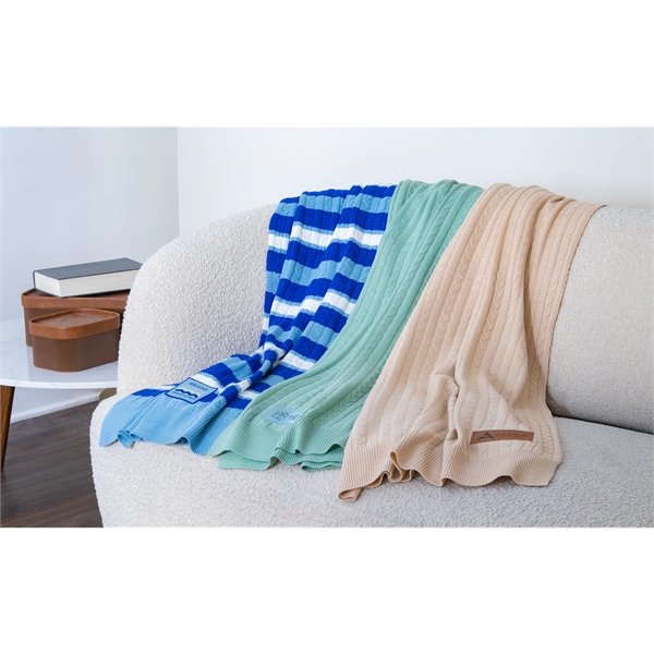 Featuring an elegant, cozy feel and luxury appearance, Cable Knit Blankets... from ASI 45657 Pop! Promos