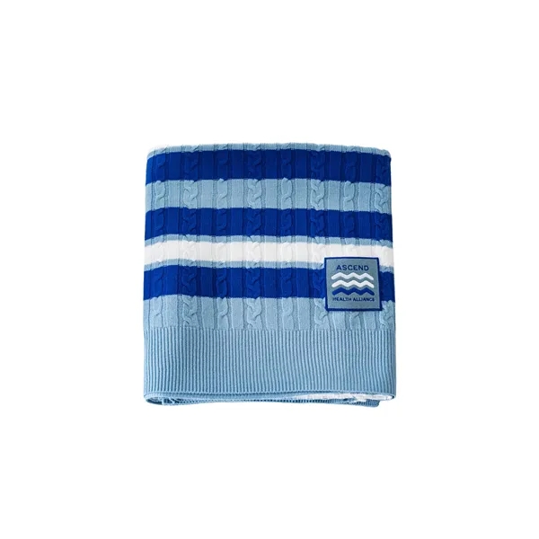 Featuring an elegant, cozy feel and luxury appearance, Cable Knit Blankets... from ASI 45657 Pop! Promos