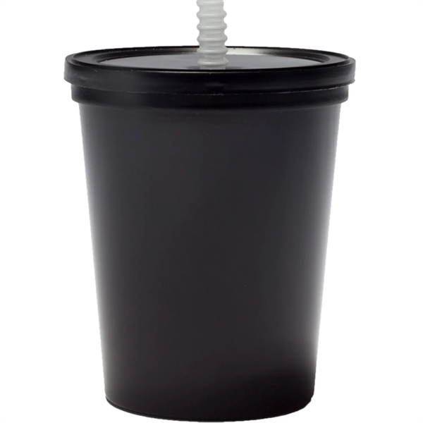 Plastic stadium splash cups with lid and straw, 16 oz. plus... from ASI 37218 Athena Promo (tm)