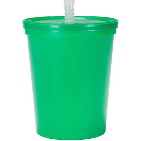 Plastic stadium splash cups with lid and straw, 16 oz. plus... from ASI 37218 Athena Promo (tm)