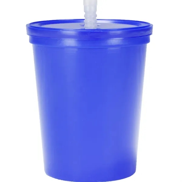Plastic stadium splash cups with lid and straw, 16 oz. plus... from ASI 37218 Athena Promo (tm)