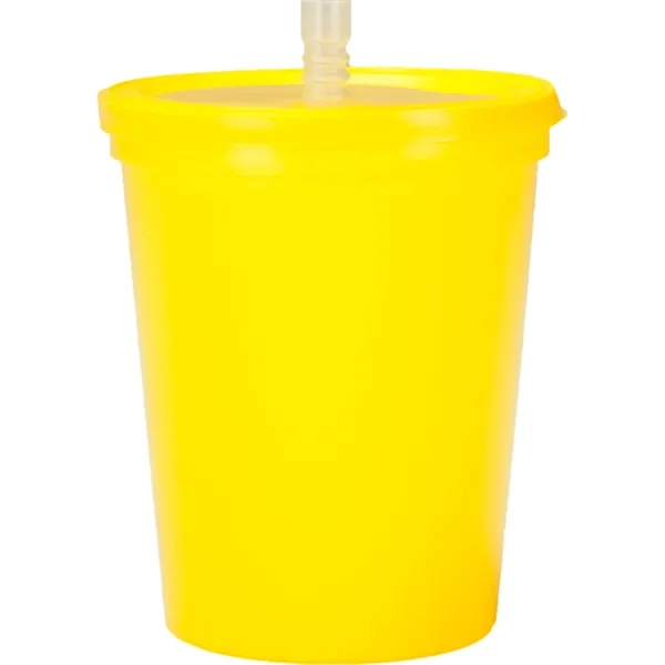 Plastic stadium splash cups with lid and straw, 16 oz. plus... from ASI 37218 Athena Promo (tm)