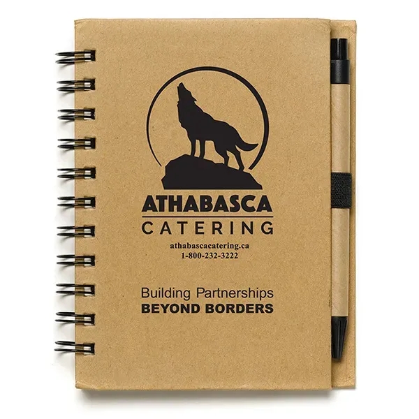 Eco-inspired 60-page spiral notebook with cardboard cover, pen loop and pen.... from ASI 62660 Innovation Line