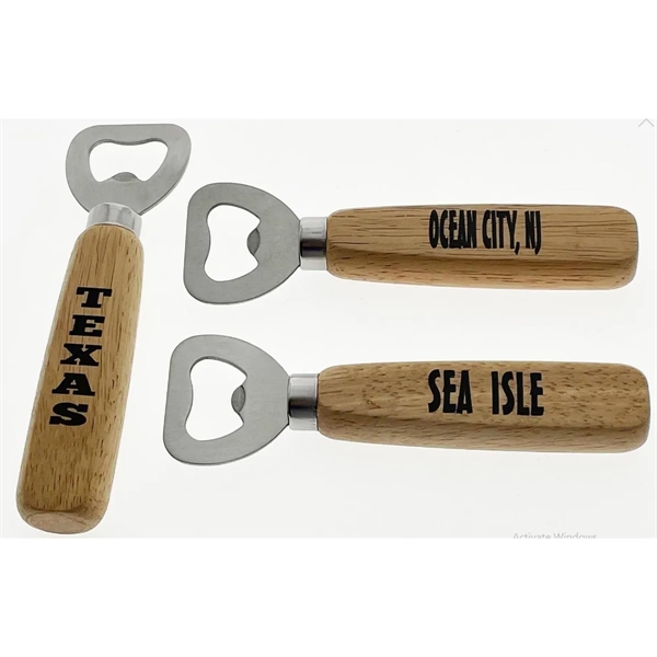 Wood bottle opener measure 3.75" long by 1" wide by 11/16"... from ASI 40610 Perry Blackburne Inc / KEYTAGLINE