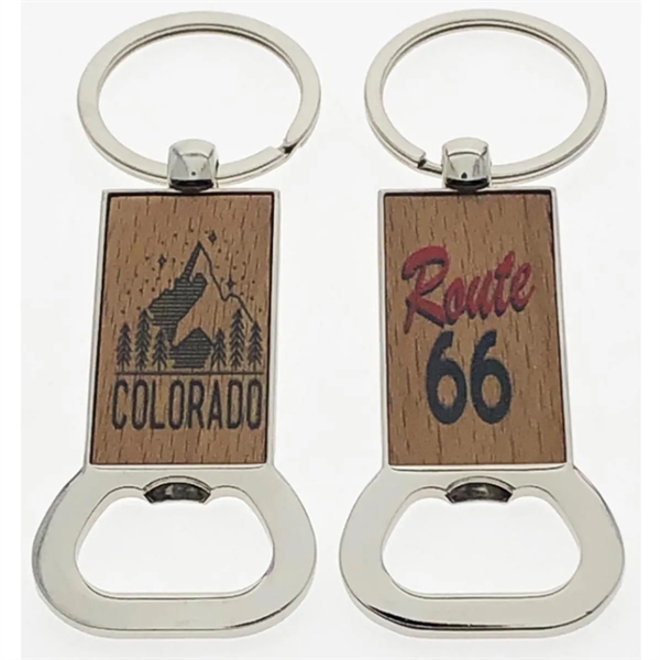 Beechwood filled key tags with metal trim and bottle opener.... from ASI 40610 Perry Blackburne Inc / KEYTAGLINE