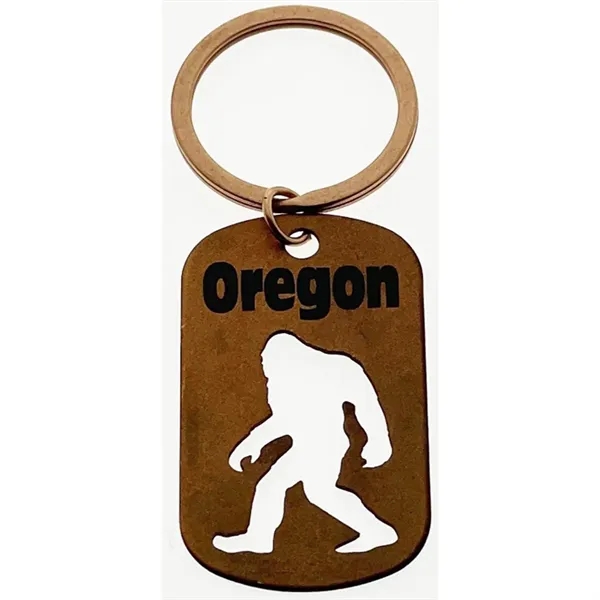 Zinc alloy made Vintage Copper Dog Tag Key-Tag - Bigfoot.... from ASI 40610 Perry Blackburne Inc / KEYTAGLINE