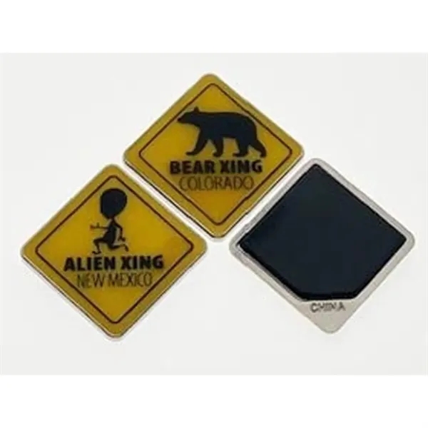 This Caution Sign Magnet filled with bright yellow soft enamel.... from ASI 40610 Perry Blackburne Inc
