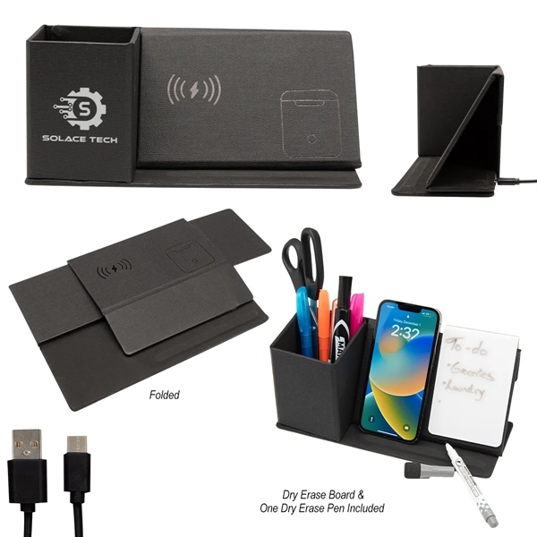 Leather desk organizer with wireless charger and dry erase board.... from ASI 61125 Hit Promotional Products / Hit®